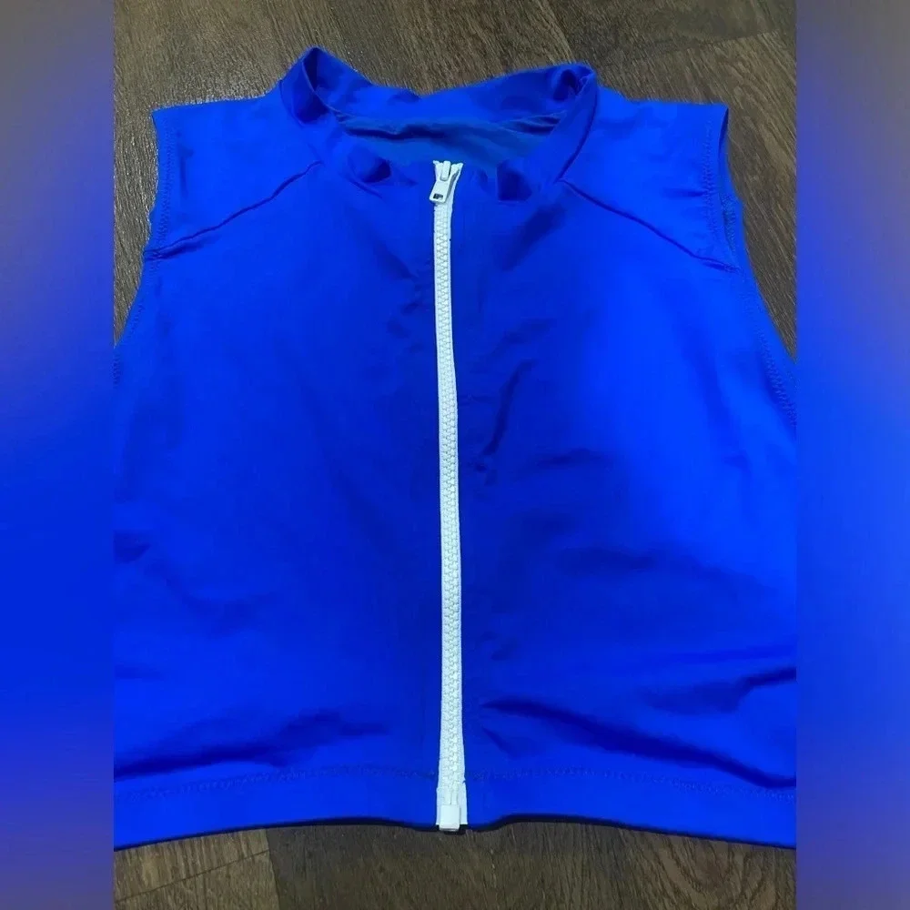 SKIMS Zip Up Swim Mock Neck Top - Cobalt blue Size 4X New with Tags